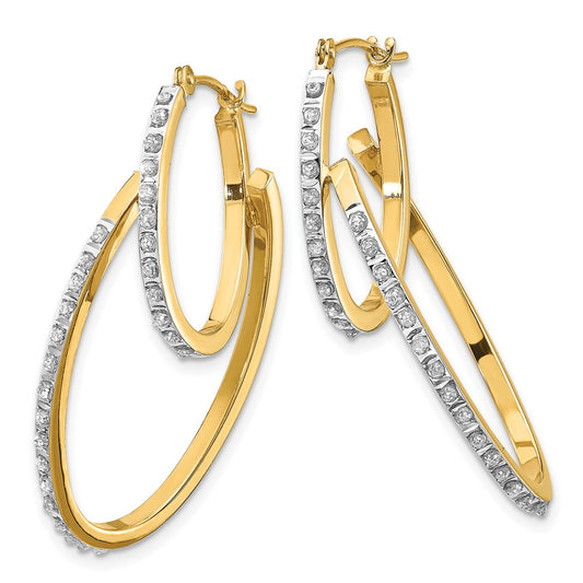 14k Diamond Fascination Diamond Dust/Accent Double Hoop Earrings