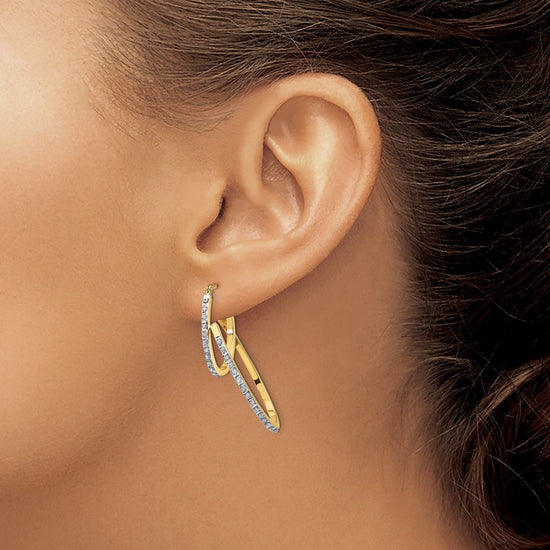 14k Diamond Fascination Diamond Dust/Accent Double Hoop Earrings