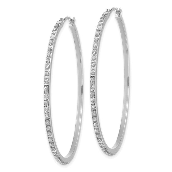 14k White Gold Diamond Fascination Diamond Dust/Accent 2x49mm Round Hoop Earrings
