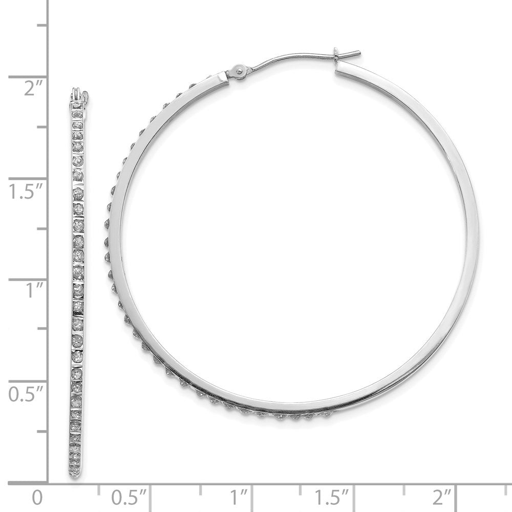 14k White Gold Diamond Fascination Diamond Dust/Accent 2x49mm Round Hoop Earrings