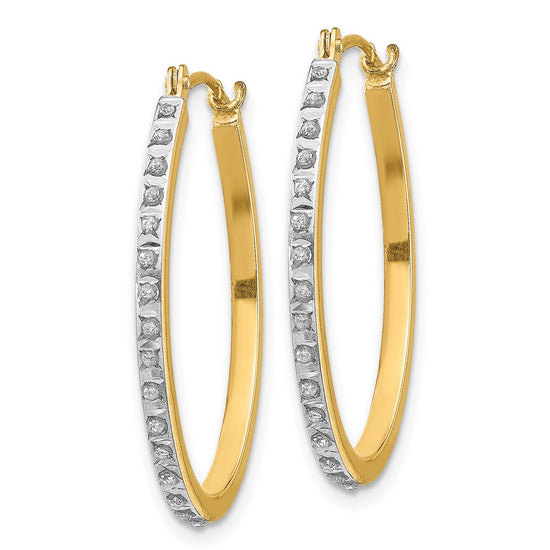 Gold Diamond Fascination Oval Hoop Earrings
