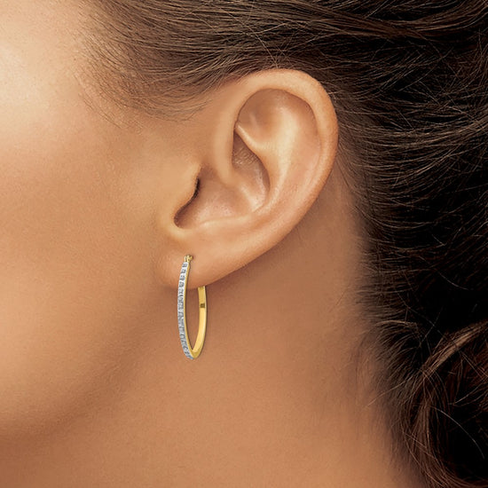 Gold Diamond Fascination Oval Hoop Earrings