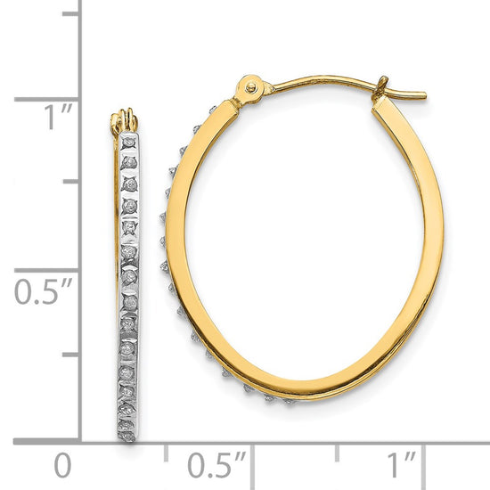 Gold Diamond Fascination Oval Hoop Earrings
