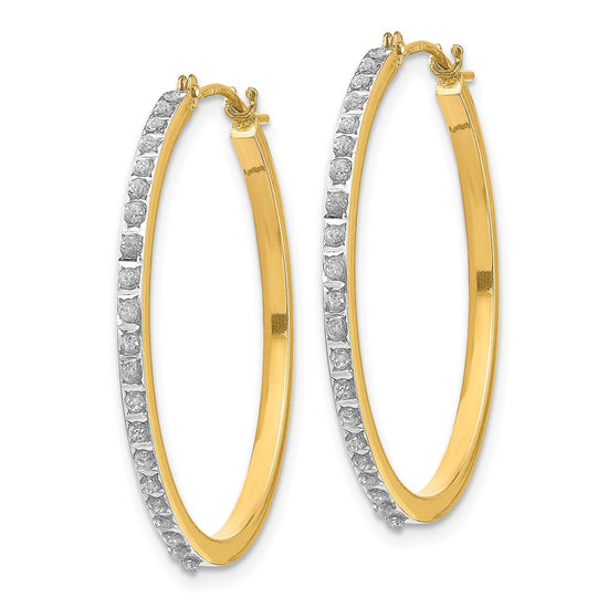 14k Diamond Fascination Diamond Dust/Accent 2x27mm Round Hoop Earrings