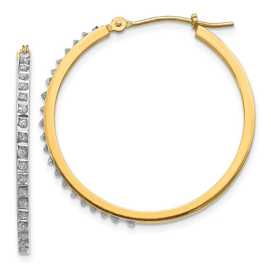 14k Diamond Fascination Diamond Dust/Accent 2x27mm Round Hoop Earrings