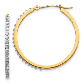 14k Diamond Fascination Diamond Dust/Accent 2x27mm Round Hoop Earrings