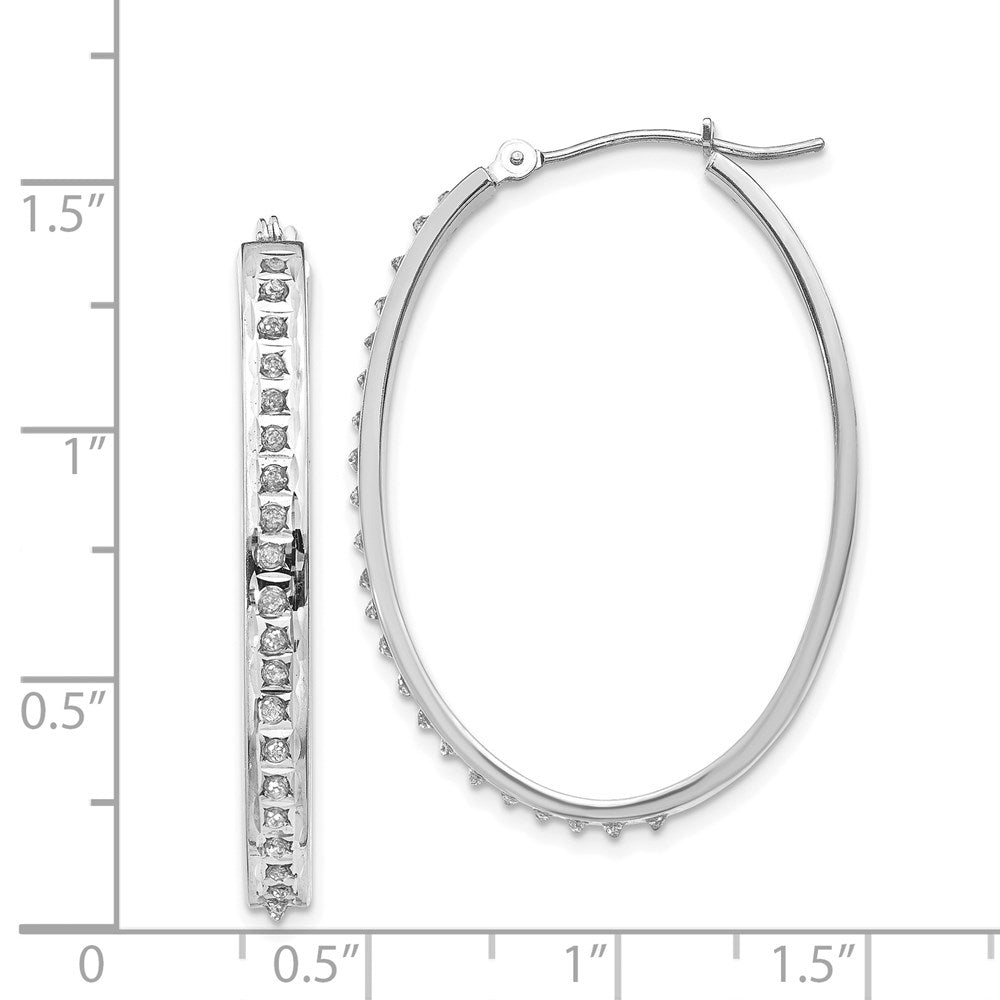 14k White Gold Diamond Fascination Diamond Dust/Accent 4x37mm Oval Hoop Earrings