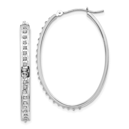 Gold Diamond Fascination Oval Hoop Earrings