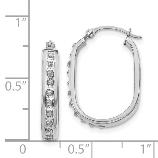 14k White Gold Diamond Fascination Diamond Dust/Accent 3x21mm Oval Hoop Earrings
