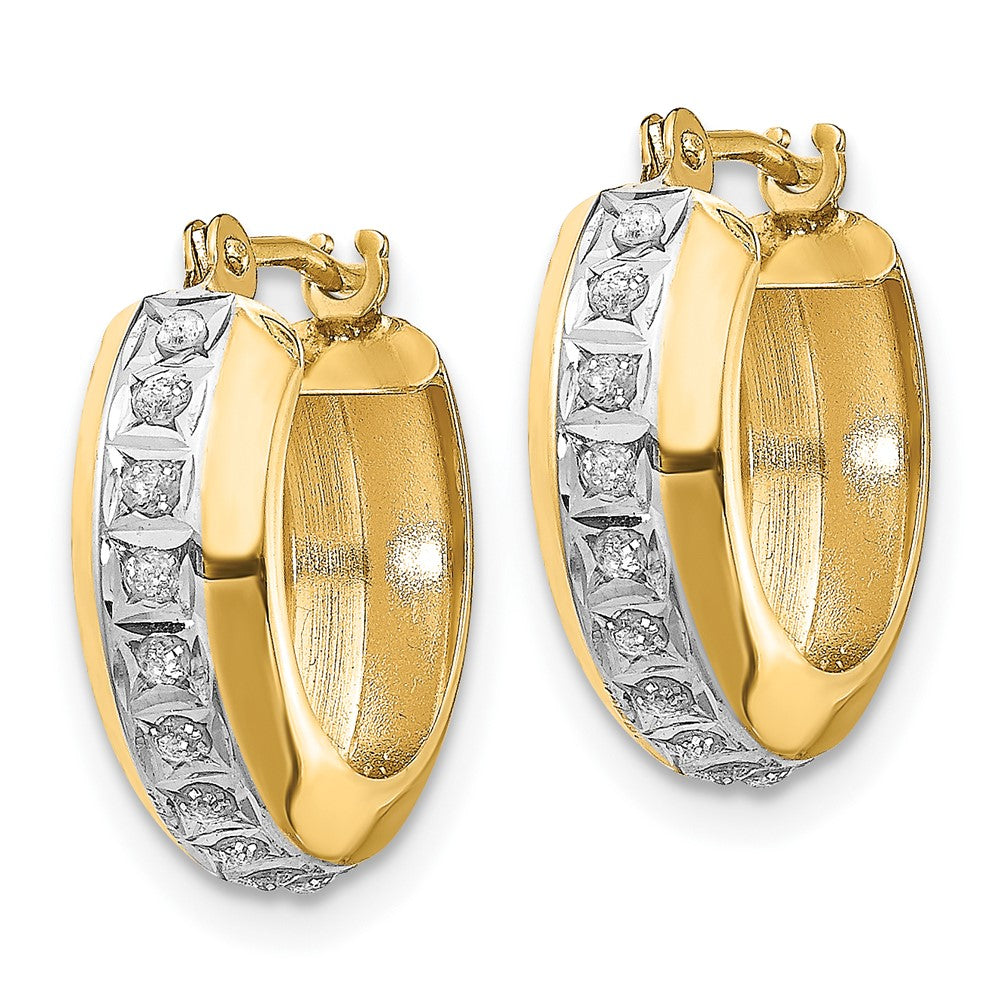 14k Diamond Fascination Daimond Dust/Accent 5x16mm Round Hoop Earrings