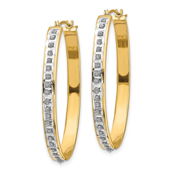 14k Diamond Fascination Diamond Dust/Accent 4x37mm Oval Hoop Earrings