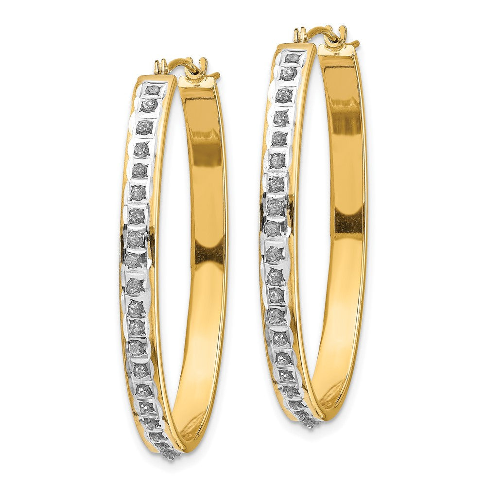 14k Diamond Fascination Diamond Dust/Accent 4x37mm Oval Hoop Earrings