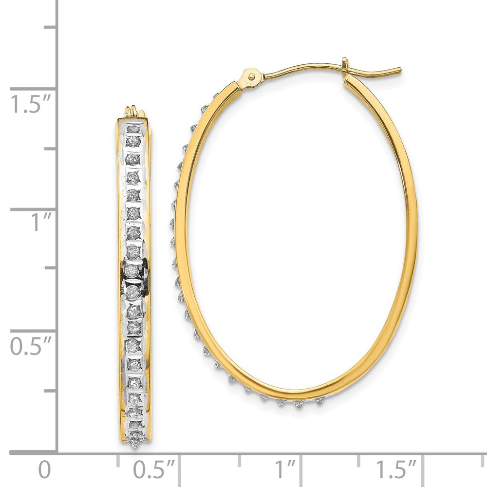 14k Diamond Fascination Diamond Dust/Accent 4x37mm Oval Hoop Earrings