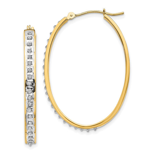 Gold Diamond Fascination Oval Hoop Earrings