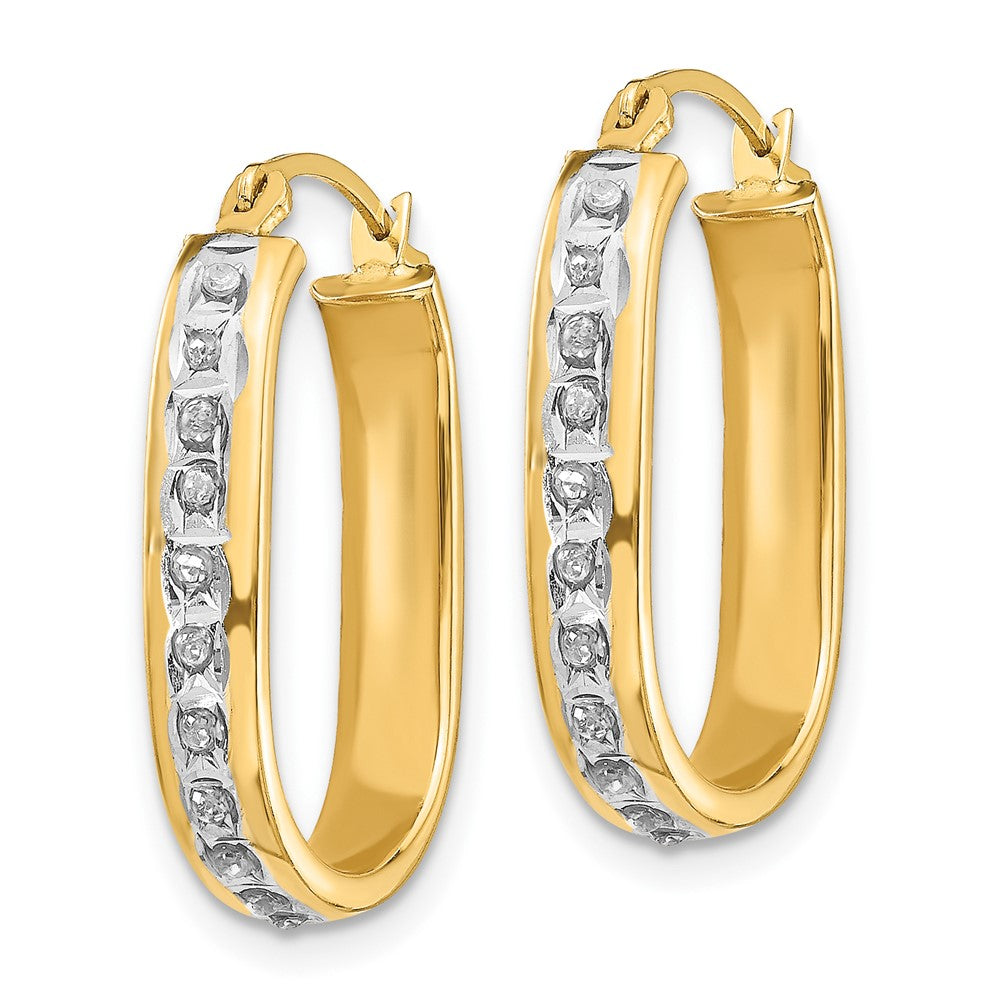 14k Diamond Fascination Diamond Dust/Accent 3x21mm Oval Hoop Earrings