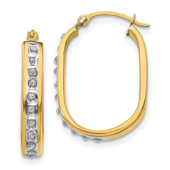 14k Diamond Fascination Diamond Dust/Accent 3x21mm Oval Hoop Earrings