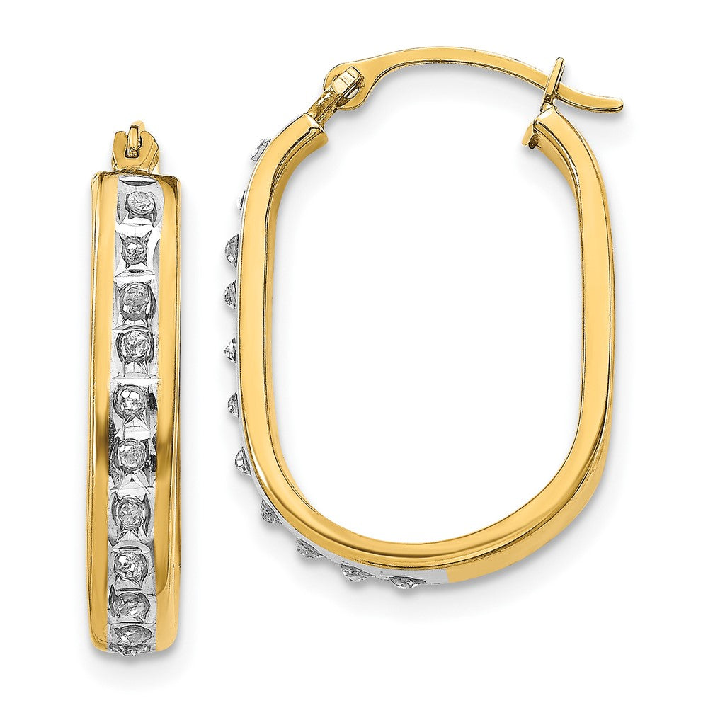 14k Diamond Fascination Diamond Dust/Accent 3x21mm Oval Hoop Earrings