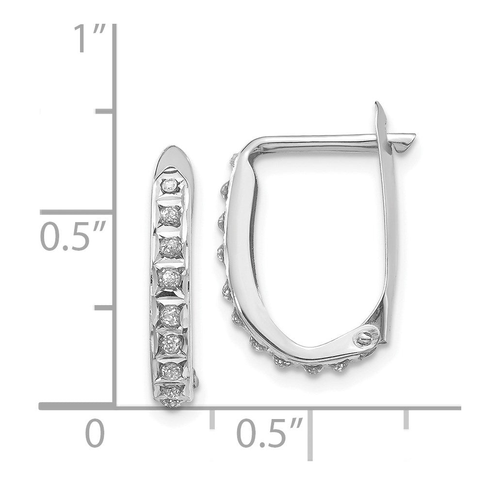 14k White Gold Diamond Fascination Diamond Dust/Accent 2x16mm Oval Hinged Hoop Earrings
