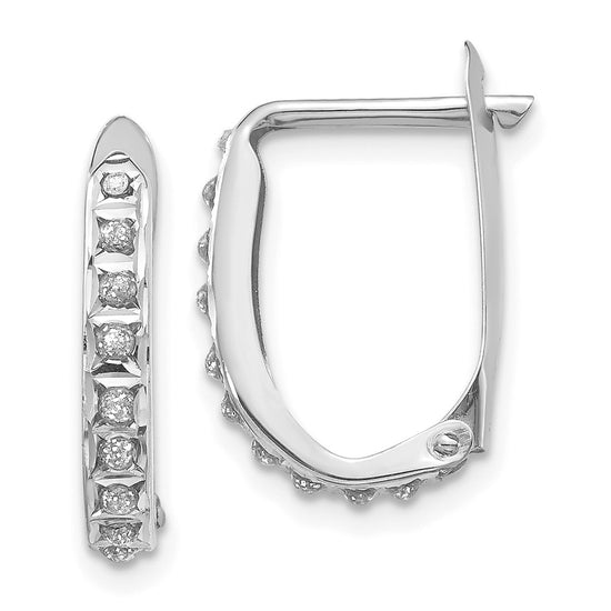 14k White Gold Diamond Fascination Diamond Dust/Accent 2x16mm Oval Hinged Hoop Earrings