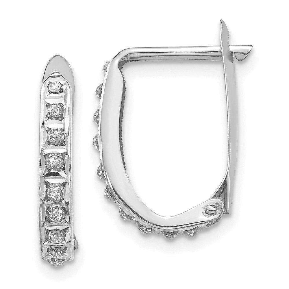 14k White Gold Diamond Fascination Diamond Dust/Accent 2x16mm Oval Hinged Hoop Earrings