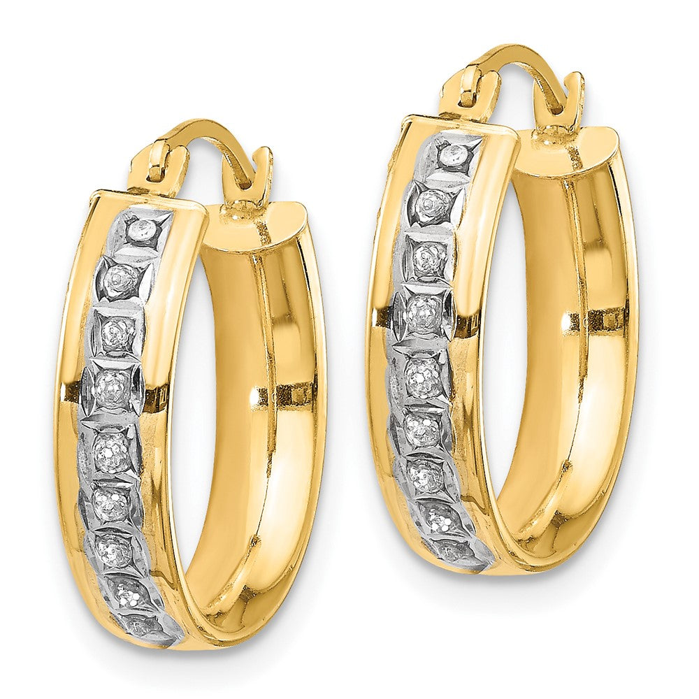 14k Diamond Fascination Diamond  Dust/Accent 5x18mm Round Hoop Earrings