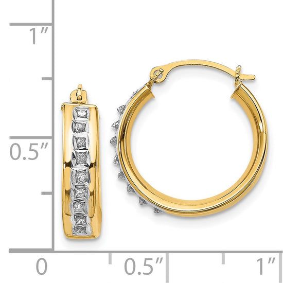 14k Diamond Fascination Diamond  Dust/Accent 5x18mm Round Hoop Earrings