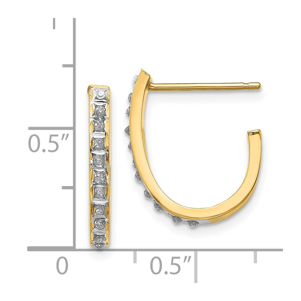 14k Diamond Fascination Diamond Dust/Accent J-Hoop Post Earrings