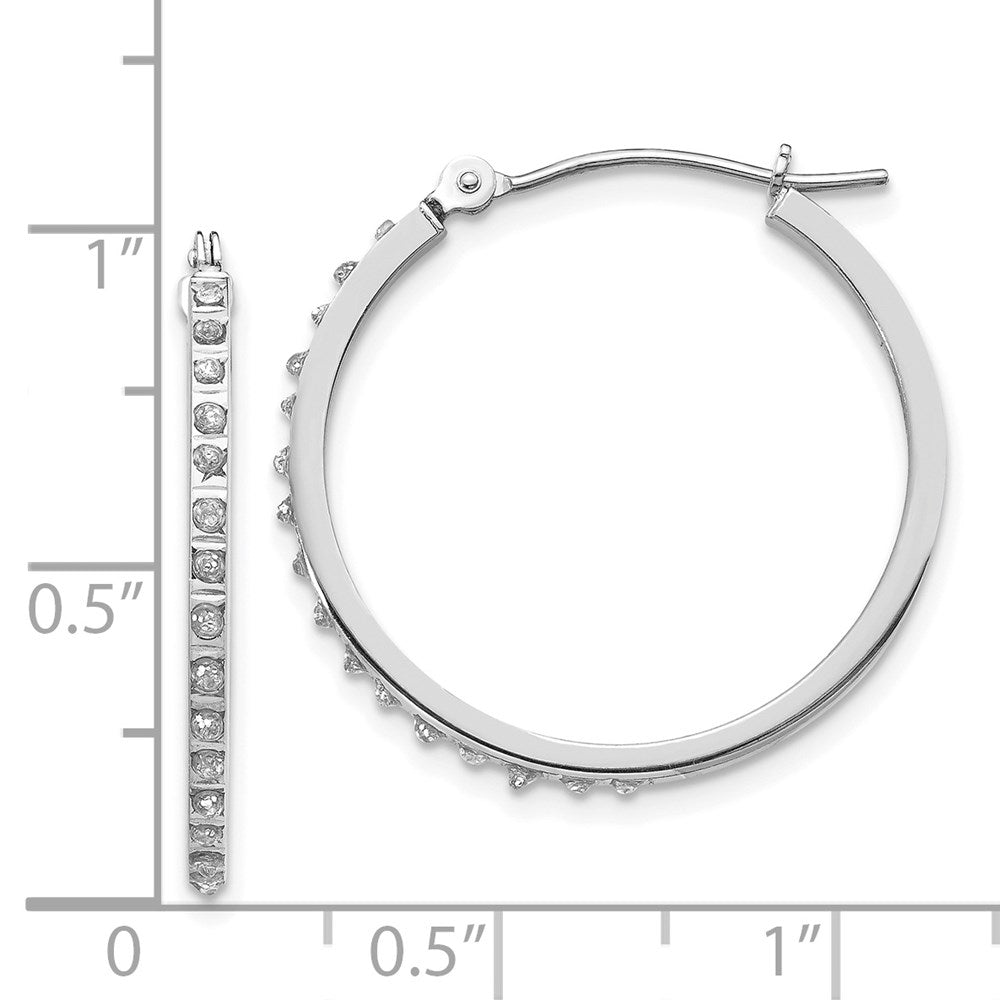 14k White Gold Diamond Fascination Diamond Dust/Accent 2x26mm Round Hoop Earrings
