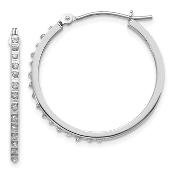 14k White Gold Diamond Fascination Diamond Dust/Accent 2x26mm Round Hoop Earrings