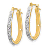 14k and White Rhodium Diamond Fascination Diamond Dust/Accent 2x18mm Oval Hoop Earrings