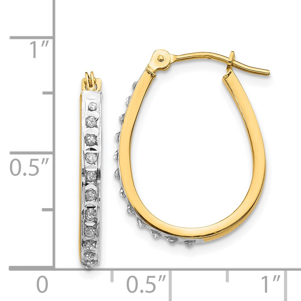 14k and White Rhodium Diamond Fascination Diamond Dust/Accent 2x18mm Oval Hoop Earrings