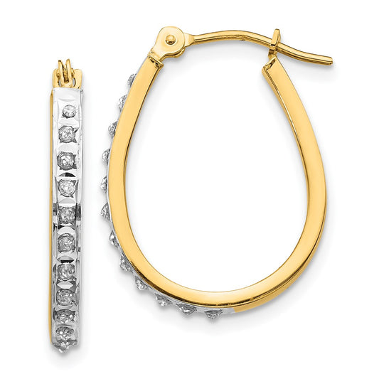 Gold Diamond Fascination Oval Hoop Earrings