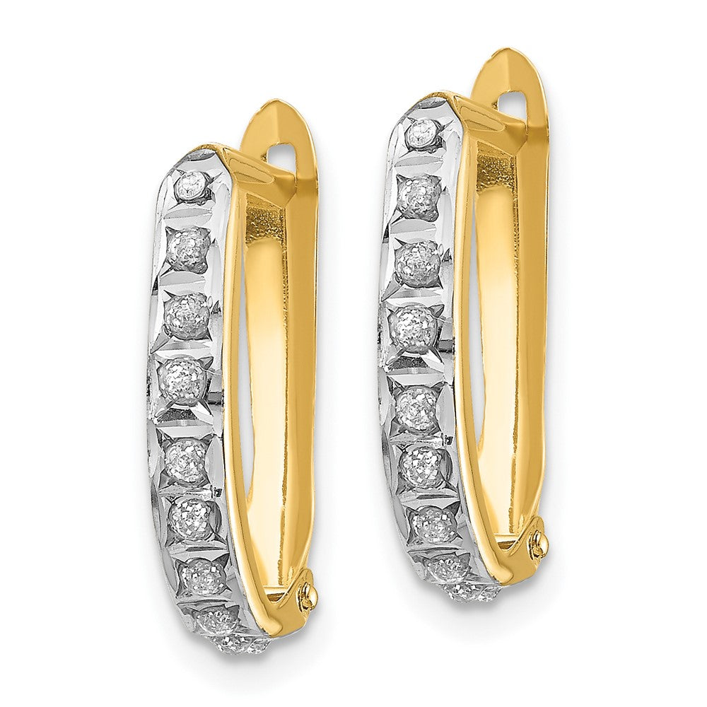 14k Diamond Fascination Diamond Dust/Accent 2x16mm Oval Hinged Hoop Earrings