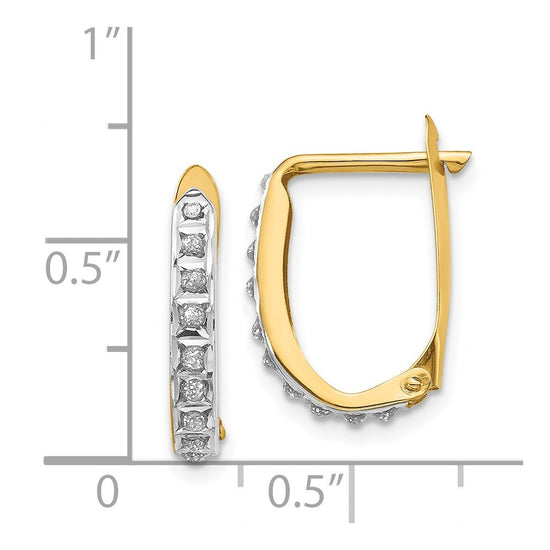 14k Diamond Fascination Diamond Dust/Accent 2x16mm Oval Hinged Hoop Earrings