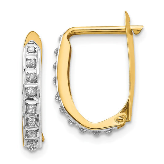 Gold Diamond Fascination Hinged Hoop Earrings