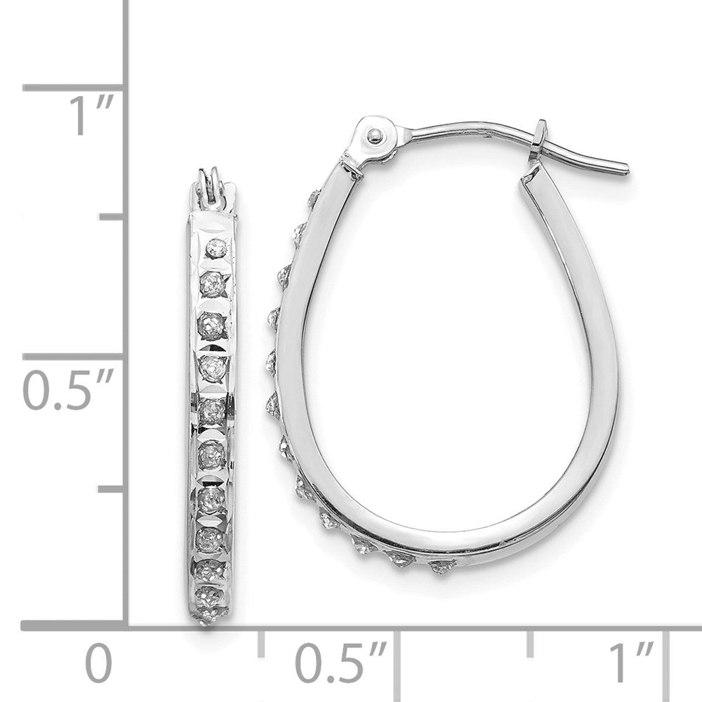 14k White Gold Diamond Fascination Daimond Dust/Accent 2x18mm Oval Hoop Earrings