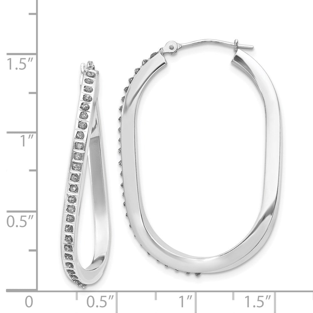 14k WG Diamond Fascination Dia. Dust/Accent Oval Twist Hoop