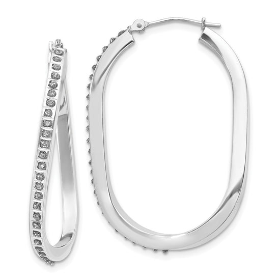 14k WG Diamond Fascination Dia. Dust/Accent Oval Twist Hoop