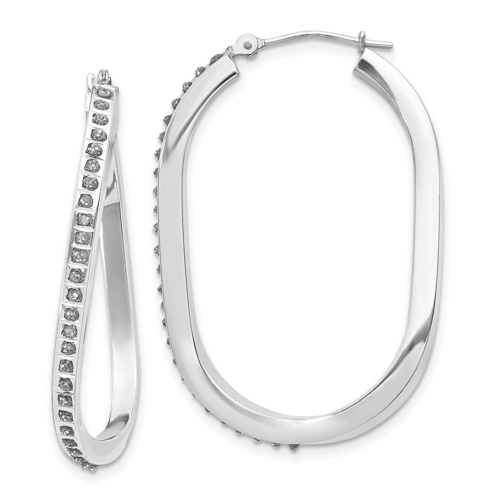 14k WG Diamond Fascination Dia. Dust/Accent Oval Twist Hoop