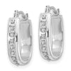14k White Gold Diamond Fascination Diamond Dust/Accent 4x16mm Oval Hoop Earrings