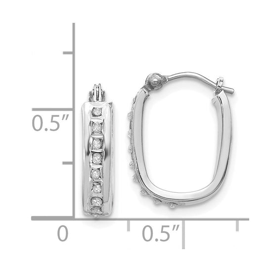 14k White Gold Diamond Fascination Diamond Dust/Accent 4x16mm Oval Hoop Earrings
