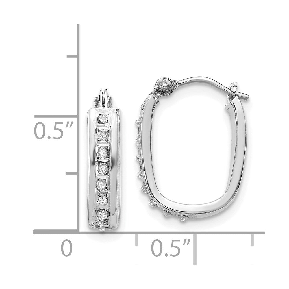 14k White Gold Diamond Fascination Diamond Dust/Accent 4x16mm Oval Hoop Earrings
