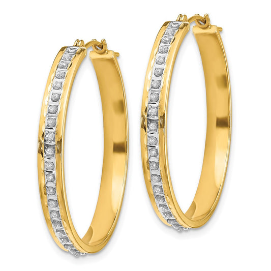 14k Diamond Fascination Diamond Dust/Accent 4x31mm Round Hoop Earrings