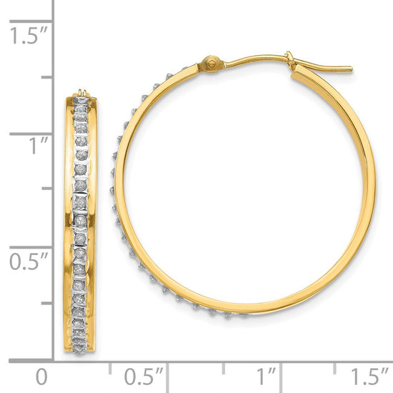 14k Diamond Fascination Diamond Dust/Accent 4x31mm Round Hoop Earrings