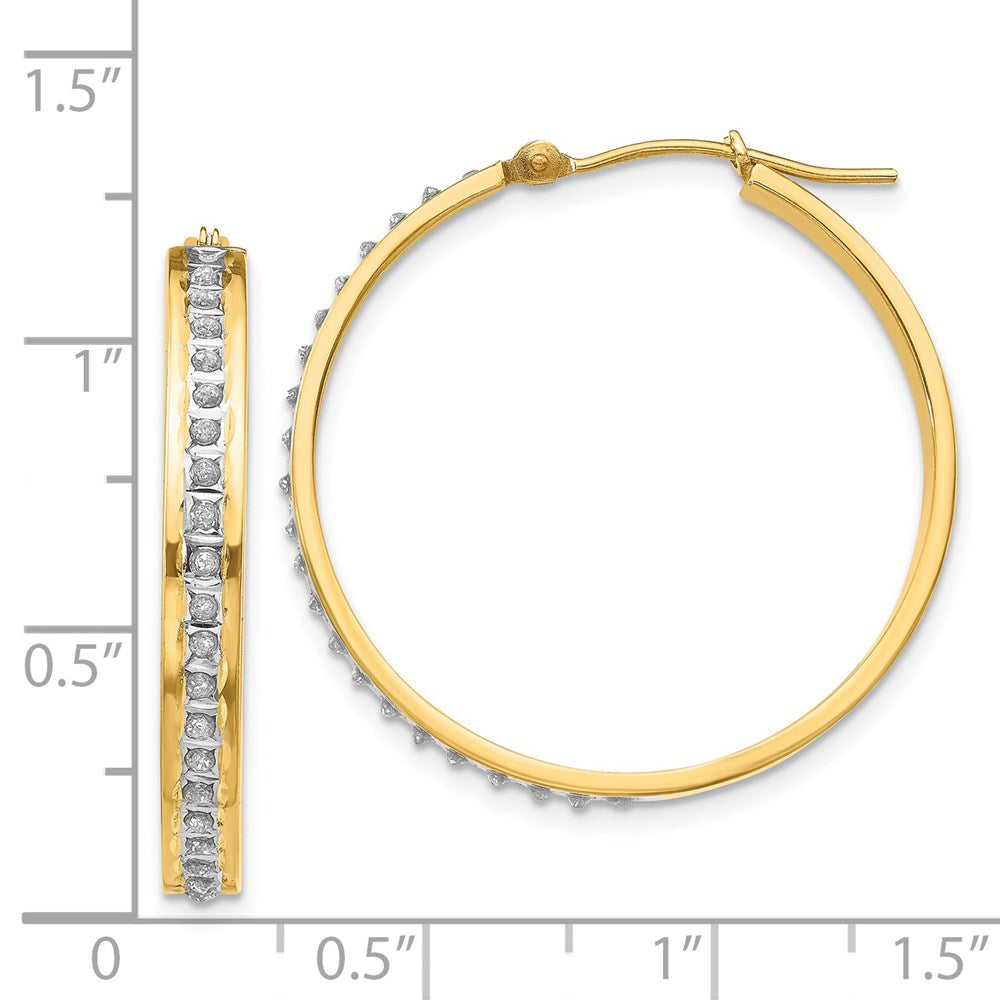 14k Diamond Fascination Diamond Dust/Accent 4x31mm Round Hoop Earrings