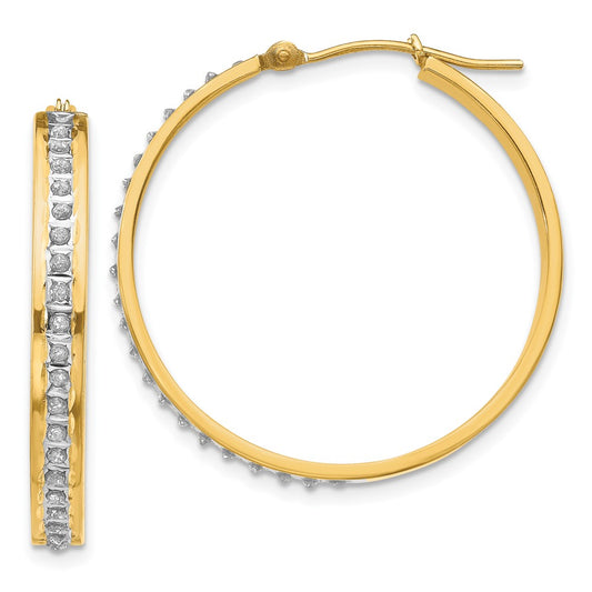 14k Diamond Fascination Diamond Dust/Accent 4x31mm Round Hoop Earrings