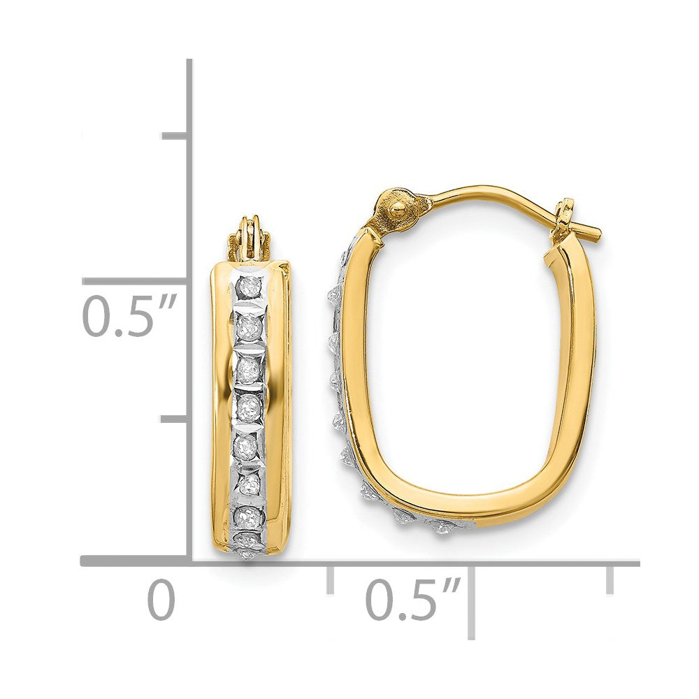 14k Diamond Fascination Diamond Dust/Accent 4x16mm Oval Hoop Earrings