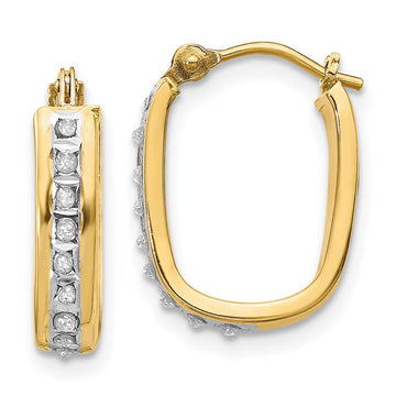 14k Diamond Fascination Diamond Dust/Accent 4x16mm Oval Hoop Earrings