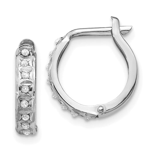 Gold Diamond Fascination Hinged Hoop Earrings