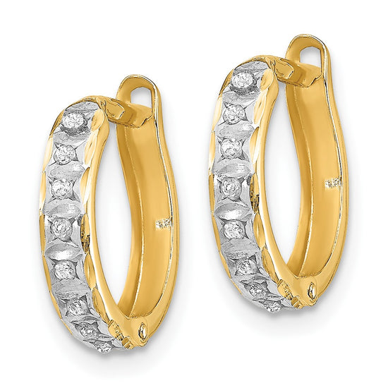 14k Diamond Fascination Diamond Dust/Accent 2x13mm Round Hinged Hoop Earrings